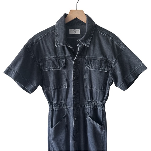 Free People Marci Denim Coverall Jumpsuit - Dark Wash Gray - Size Small - Picture 5 of 9